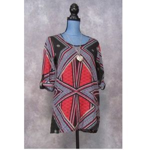 NWT Myth Truly 4 You Black Red Geometric Top Sz M